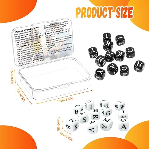 24 Pcs Dice Set, The Crossword Solitaire Game, 6 Sided Dice Crossword Creative Game, Two-Player Interactive Family English Letter Dice Games for Adults - Image 2