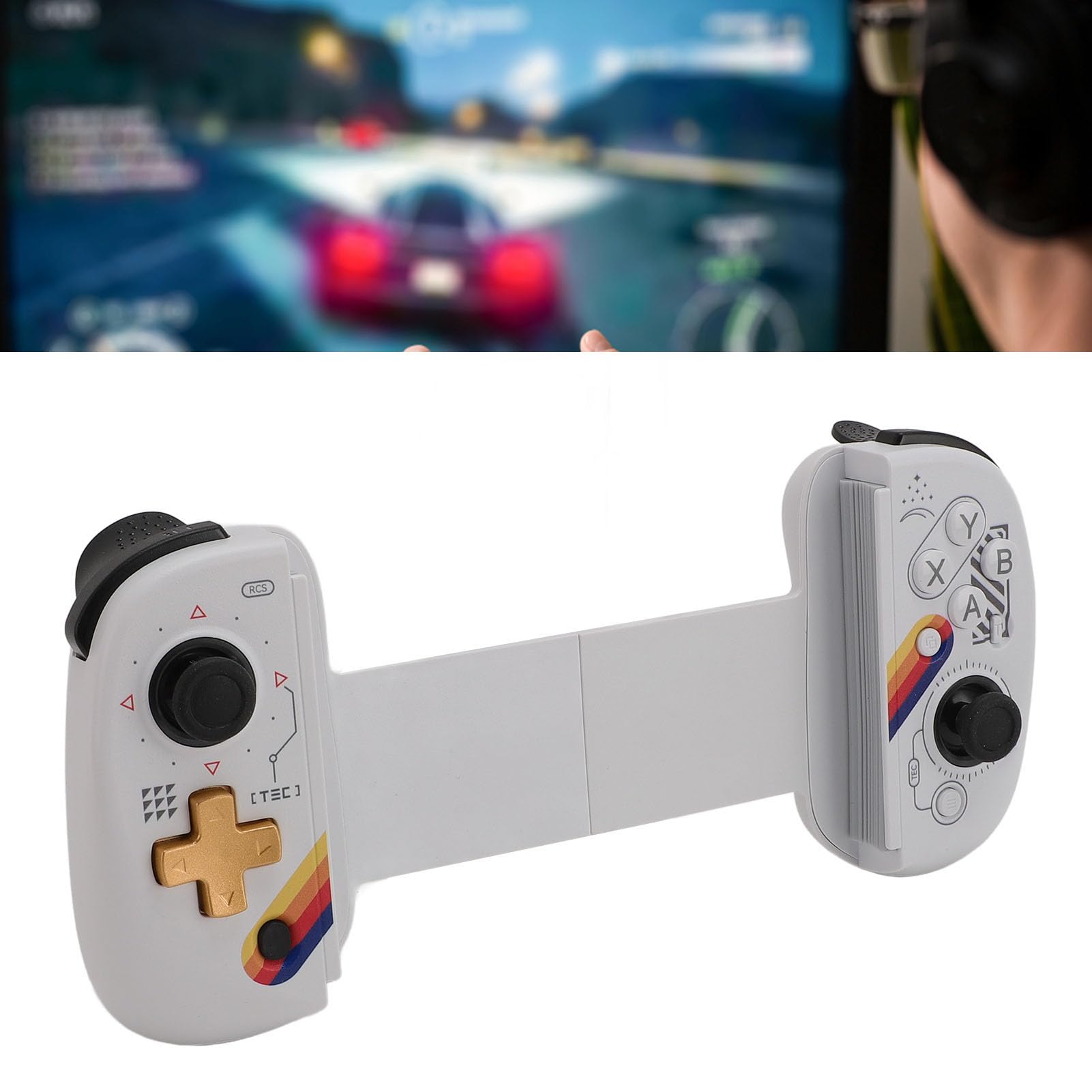 GOWENIC Controller di Gioco Mobile Senza Fili, Joystick Hall RGB con Vibrazione, Giroscopio a 6 Assi per Tablet IOS, Smartphone, PC, Design Antiscivolo, Alta Precisione