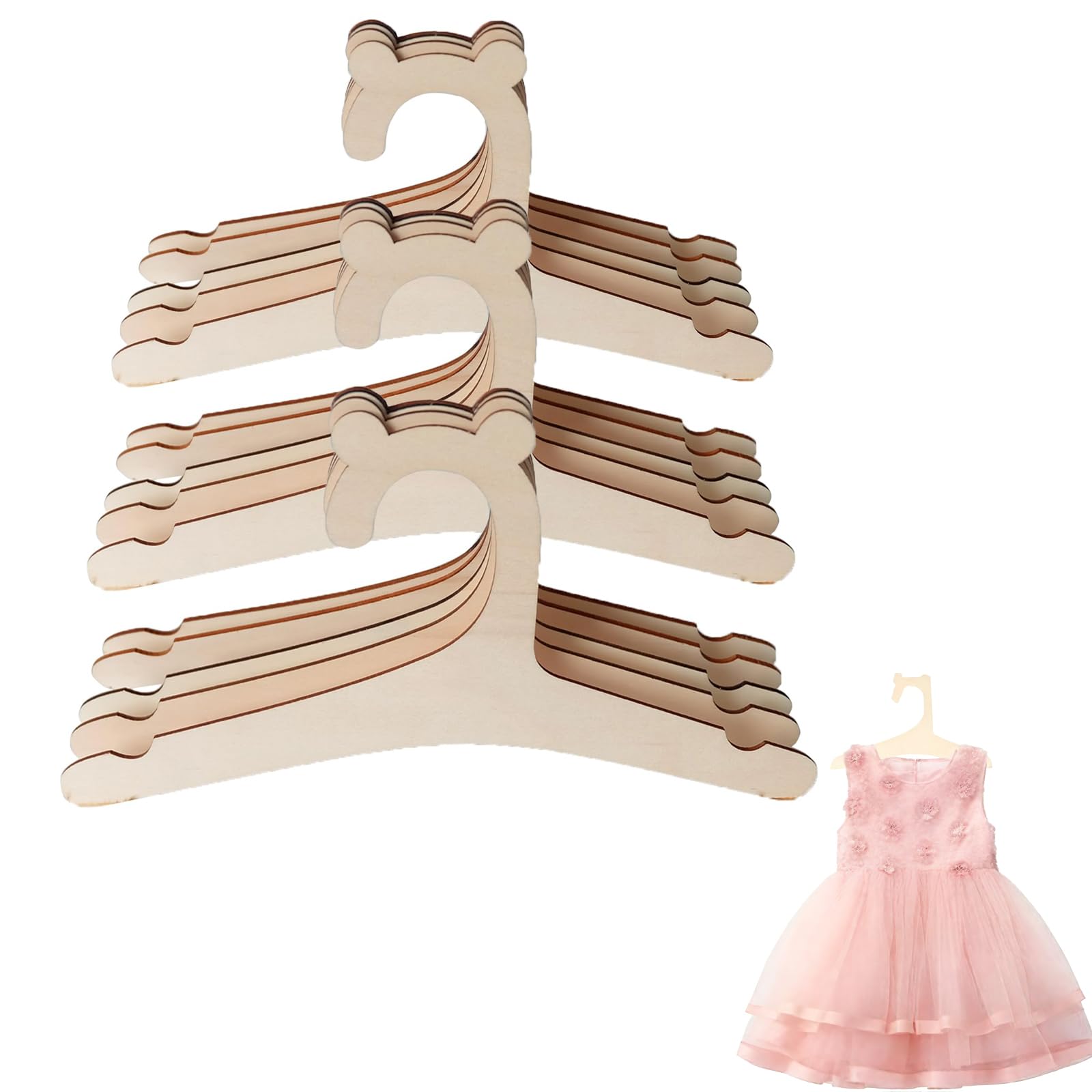 Vastsea 15 Perchas de Madera Natural para Bebé, Antideslizantes, para Ropa y Ropa de Cama