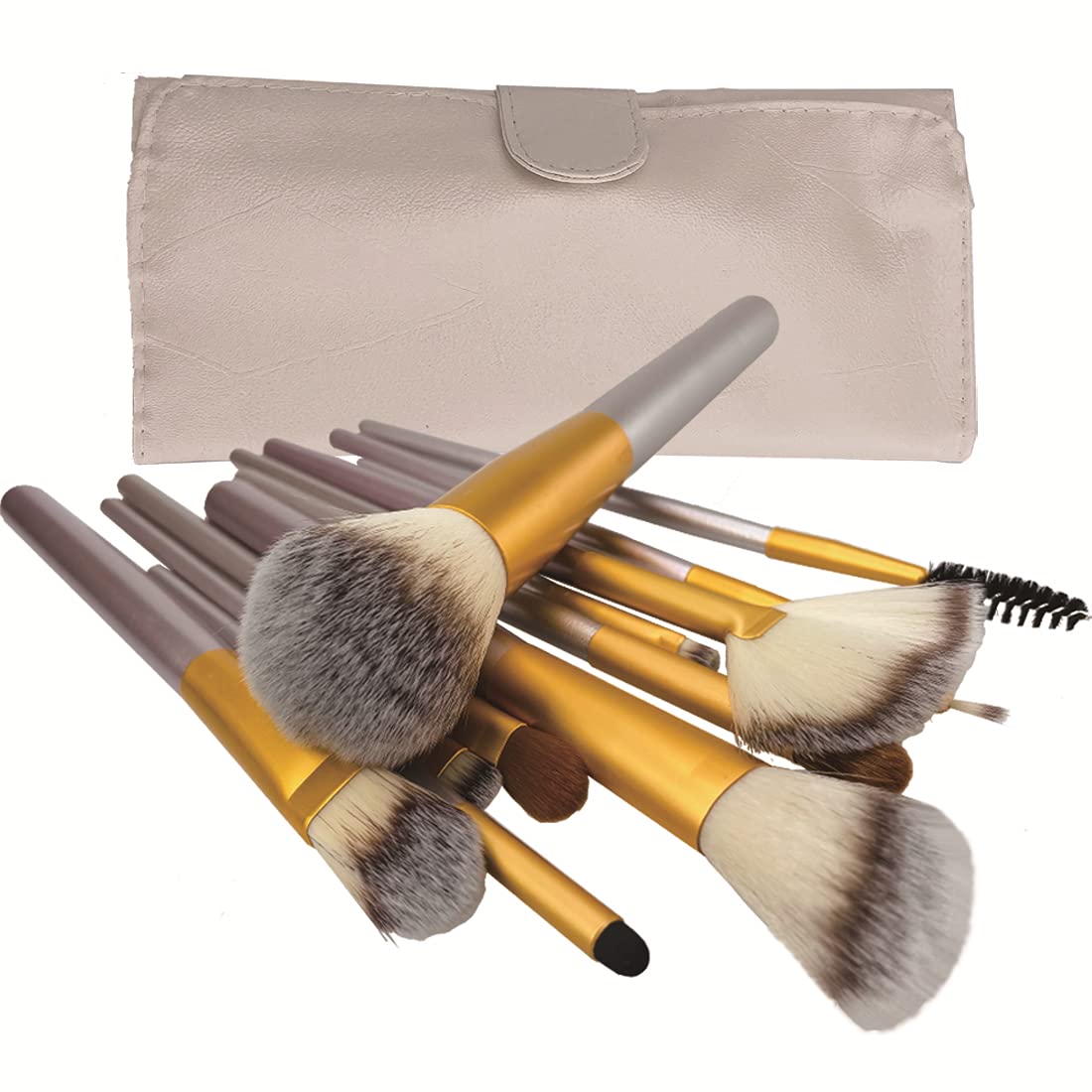 MOMOKO Makeup Brush Set 12Pcs Premium Synthetic Foundation Powder Concealers Eyeshadows Blush Makeup Brushes Silver Cosmetic Brushes