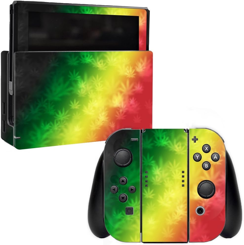 MightySkins Skin Compatible with Nintendo Switch - Rasta Rainbow | Protective, Durable, and Unique Vinyl Decal wrap Cover | Easy to Apply, Remove, and Change Styles | Made in The USA