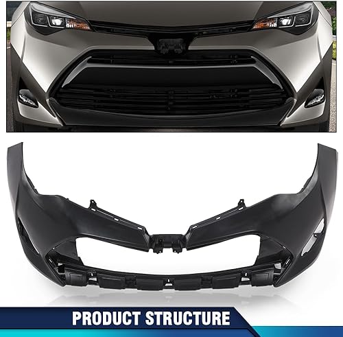 Miniatura 7 de PIT66 Nueva cubierta de parachoques delantero imprimada compatible con Toyota Corolla 2017 2018 2019, compatible con Sedan (4 puertas) CE, L, LE y
