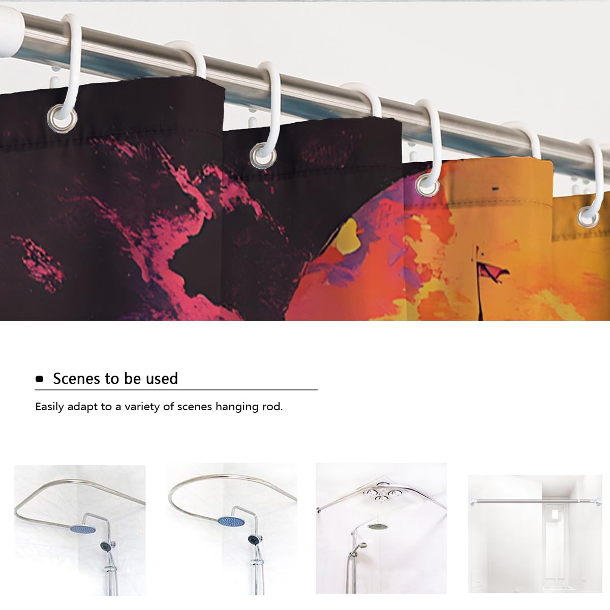 Tende Doccia Castello Vampiro Viola Gotico Halloween Luna 150x200cm