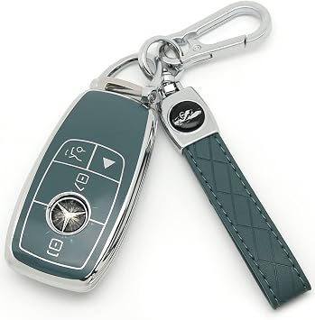 Suitable For Mercedes Benz keys.Advanced soft TPU key Cover is compatible with C E R S G S CLS CLK GLC GLE GLS SL SLR McLaren AMG Smart Remote Key Type B Dark blue Key Case + key chain set
