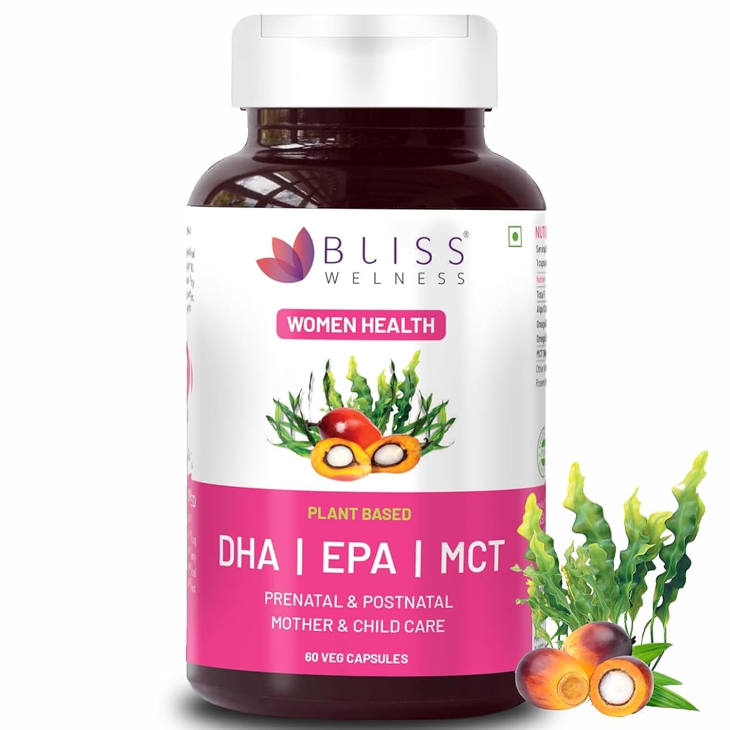 Prenatal & Postnatal Care - Vegan Omega 3 Dha Epa Mct From Algae Oil|Essential Support For Pregnant & Lactating Mothers|Nourish Brain, Heart, & Overall Development|60 Vegetarian Capsules