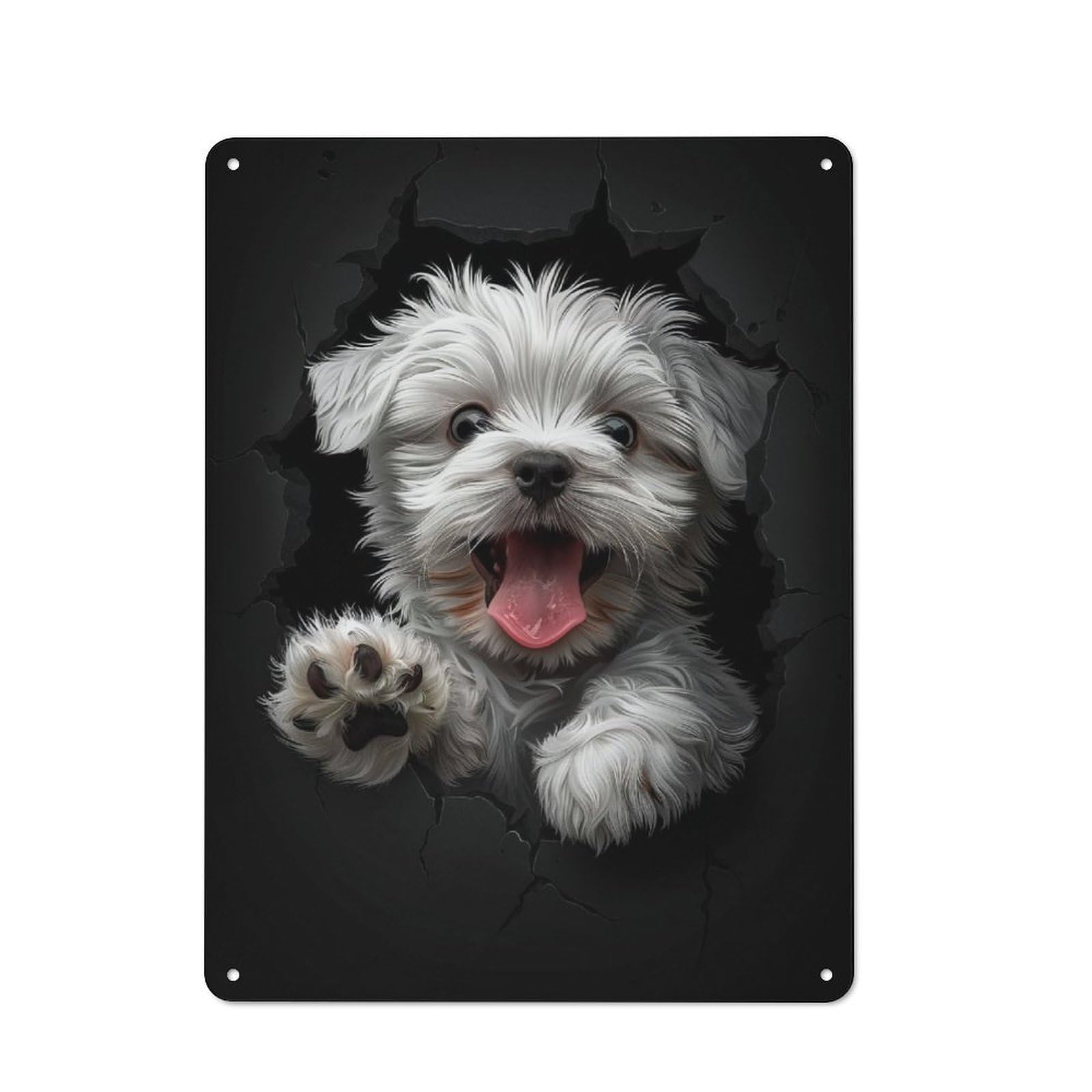 Classic Metal Plaque 40x30cm Featuring Maltese, Bistro Wall Plaque for Kitchen, Cafe, Pantry Or Dining Room