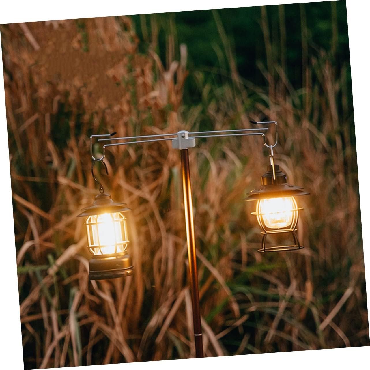 Camping Light Bracket Double Hooks Lightweight Aluminum Lamp Rack Rechargeable Led Light for Outdoor Activities