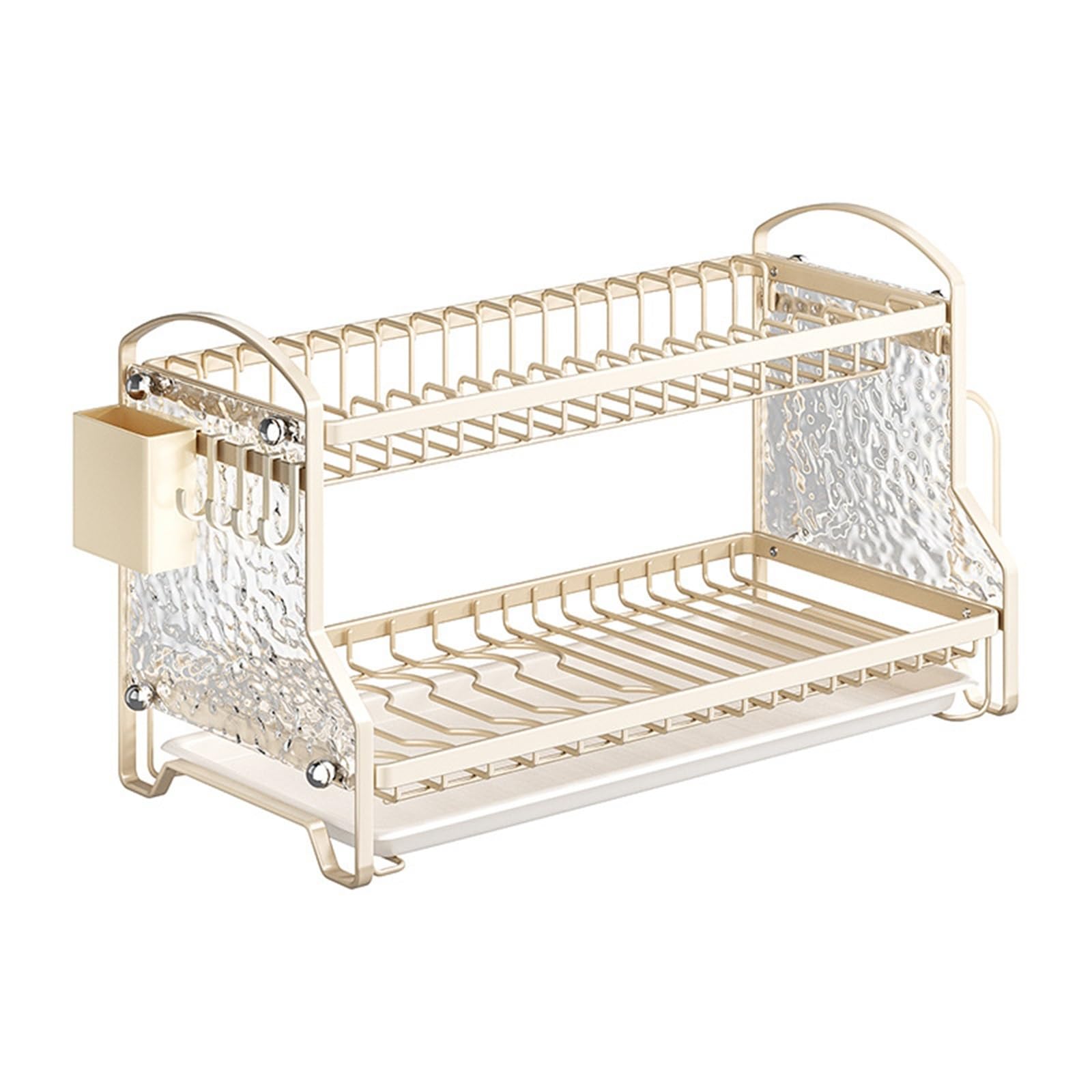 Lkvent dish drainer Dish Drying Rack Multifunctional Dish Racks for Kitchen Counter 1/2 Tier Large Capacity for Cup chopsticks drying(2 layer,42cm)