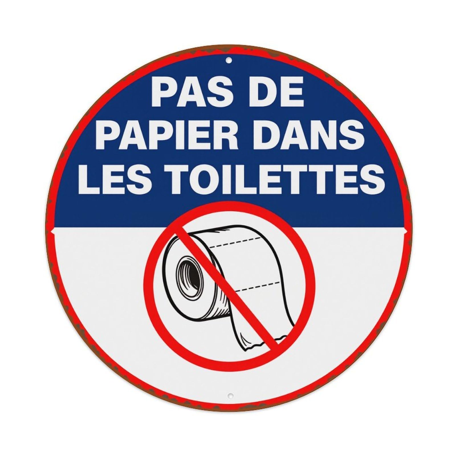 No Paper In Toilets Sign Round Tin Sign Vintage Metal Poster Retro Bar, Home, Man Cave, Kitchen, Laundry Room Wall Art Decor Gift 8x8In