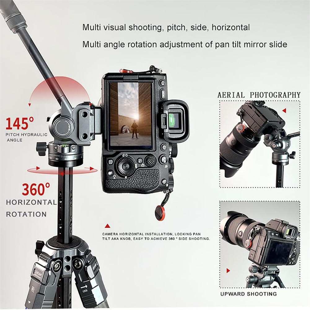 F38 Quick Release Fluid Video Gimbal - Gimbal panorámico de 360°, inclinación de 145° con extraíble para tomas de trípode