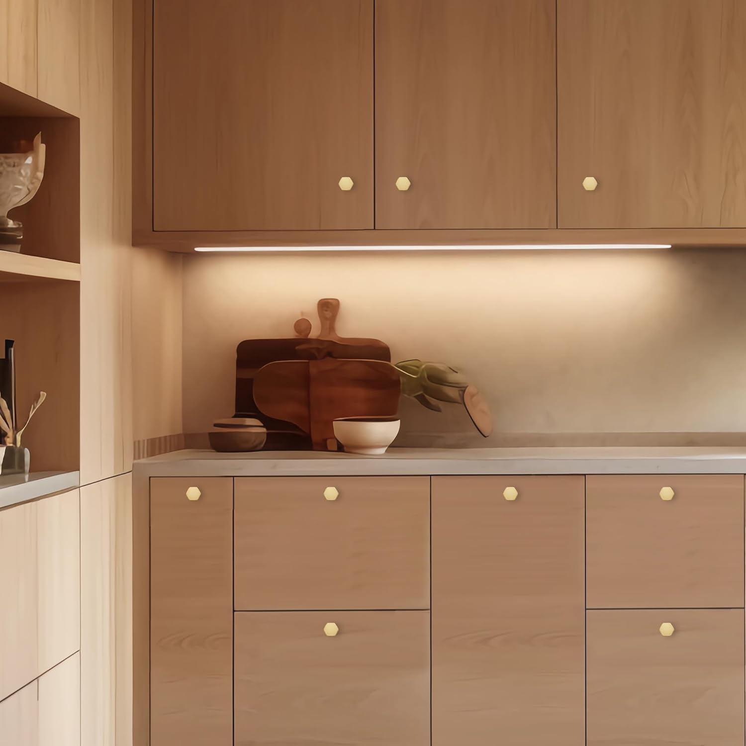 25 Pack Gold Cabinet Knobs, Kitchen Cabinet Knobs Solid Cabinet Pulls for Kitchen Cabinet Drawers, Hexagon Dresser Knobs for Cabinet Hardware 1.1" Closet Door Knob