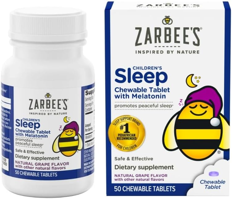 Zarbee's Kids 1mg Melatonin Gummy, Drug-Free & Effective Sleep Supplement for Children Ages 3 and Up, Natural Berry Flavored Gummies, 50 Gummies - 1 Count