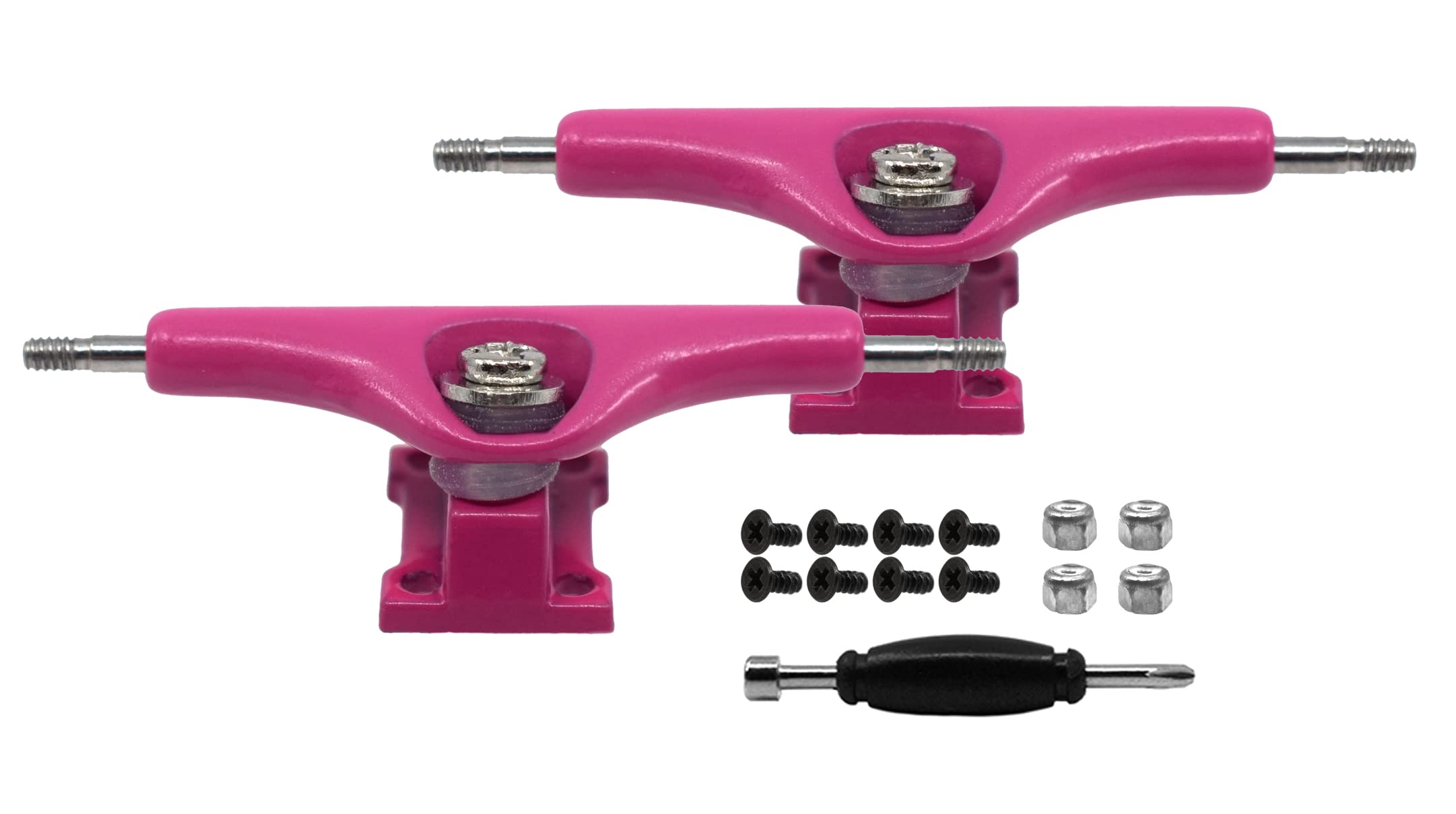 Teak TuningProdigy Swerve Fingerboard Trucks, Pink Colorway - 34mm Wide - Inverted Kingpin - Professional Shape, Appearance & Components
