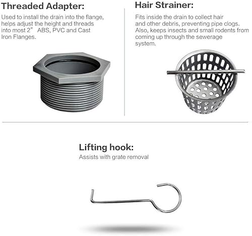 Miniatura 6 de Neodrain - Drenaje lineal de 12 pulgadas con rejilla removible, fabricante profesional de desagüe para piso rectangular de acero inoxidable