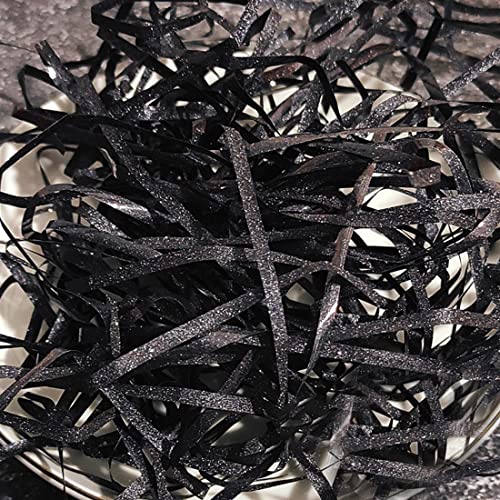 Schwarz Bast Zerfetztes Papier Seidenglitzerpapier Seidengeschenkbox Füllmaterial Füllmaterial Glänzend Bast dekoration Geschenkbox Geschenkpartner Geschenkbox Geschenkkorb Geschenkdekoration(B)