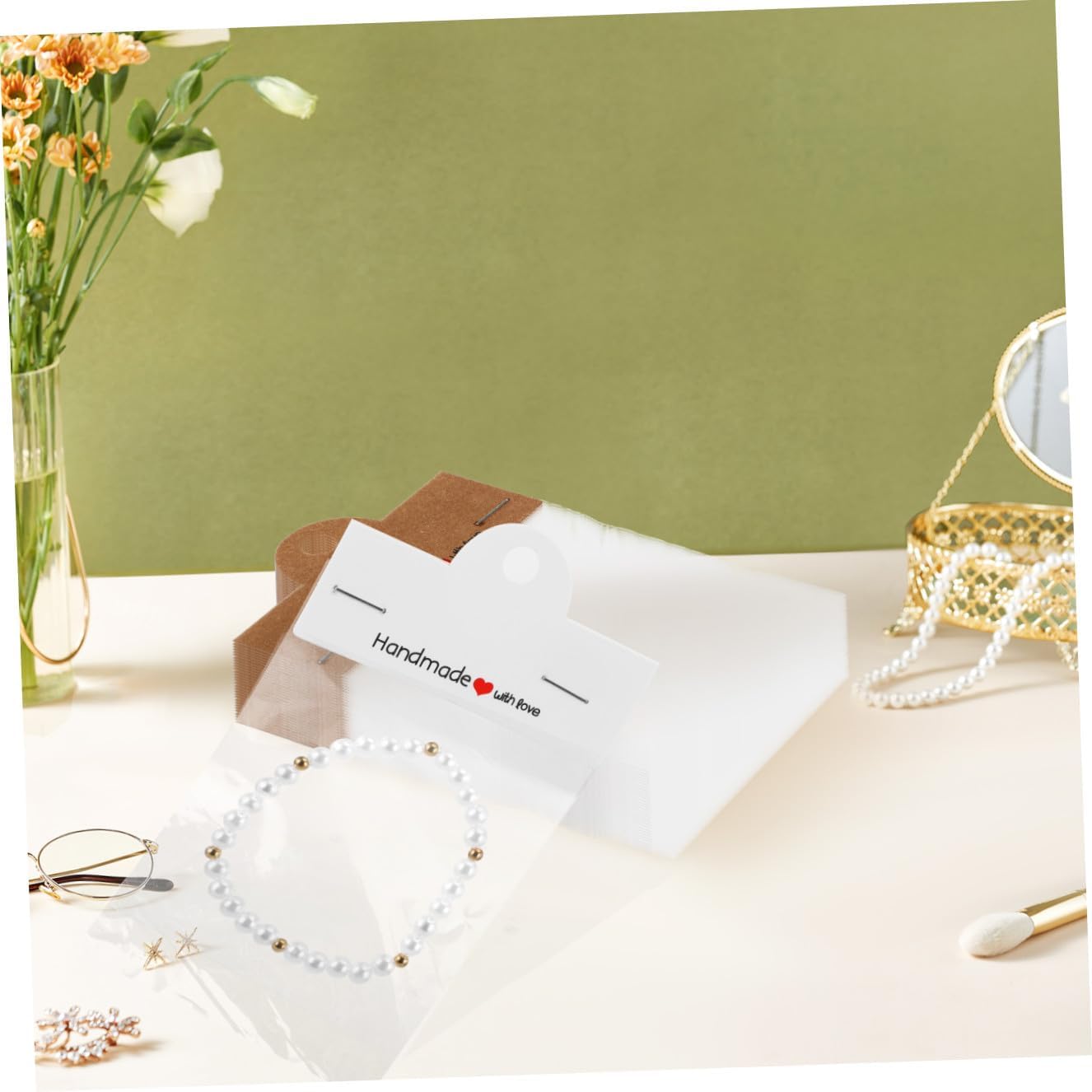Hohopeti 200pcs Earring Display Bags Kraft Paper Cards for Jewelry Packaging Handmade Jewelry Holder Small Cardboard Craft Bag