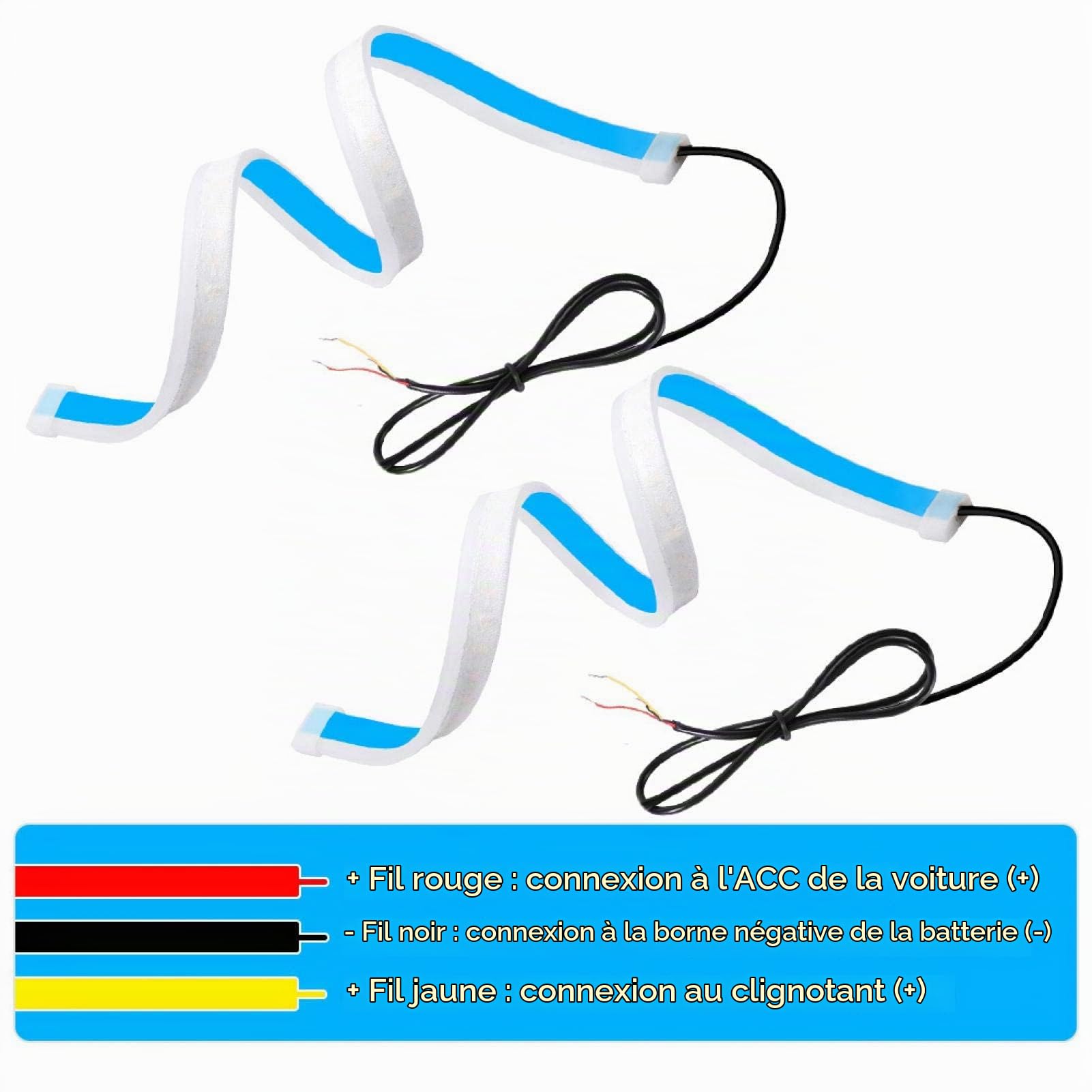 Bande Led Pour Voiture ，feux De Jour, 2 Pcs 60 Cm Ultra Mince Voiture Tube Doux Bande Led Feu Diurne Feux Clignotants Lampe Convient Pour Toutes Voitures 12v Led 12 Volt Exterieur