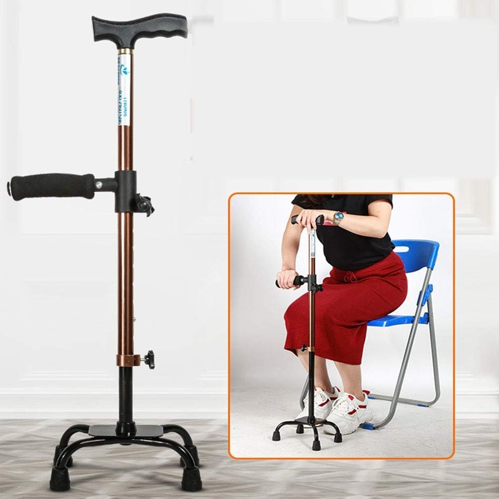 Self Standing Cane - with 4 Feet for Stability Support - Four Prong Sturdy Aluminum Travel Aid - 4 Tip Load Capacity 160Kg,Crutches