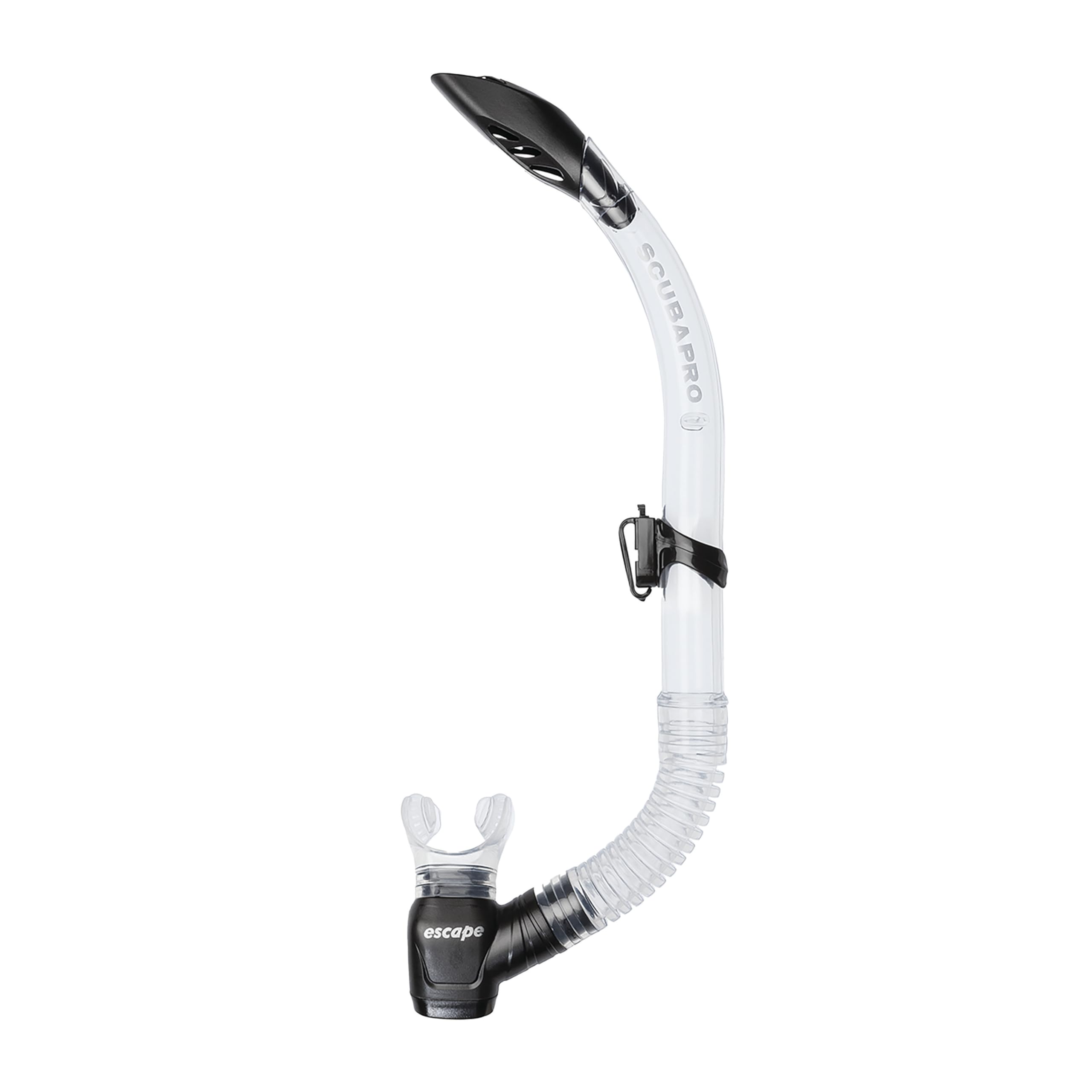 SCUBAPRO Escape Semi-Dry Snorkel, with Purge Valve and Splashguard Barrel-Top Design, Clear