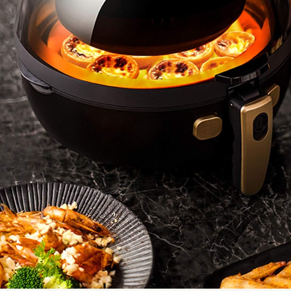 Black air Fryer Oil-Free Electric Fry Basket 1200W Electric Fryer with LED Digital Touch Screen Non-Stick Coating Visual Household Fry Machine.