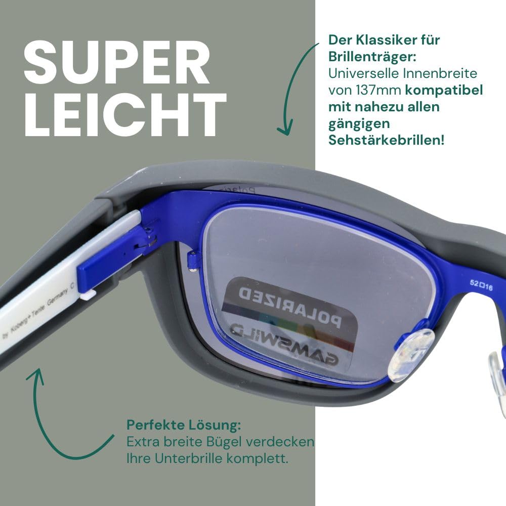 Gamswild WS6024 Überbrille - Sonnenbrille - Sportbrille - polarisierte bruchsichere Polycarbonatgläser mit 100% UV400 Schutz – 26g, Farbe: Grau
