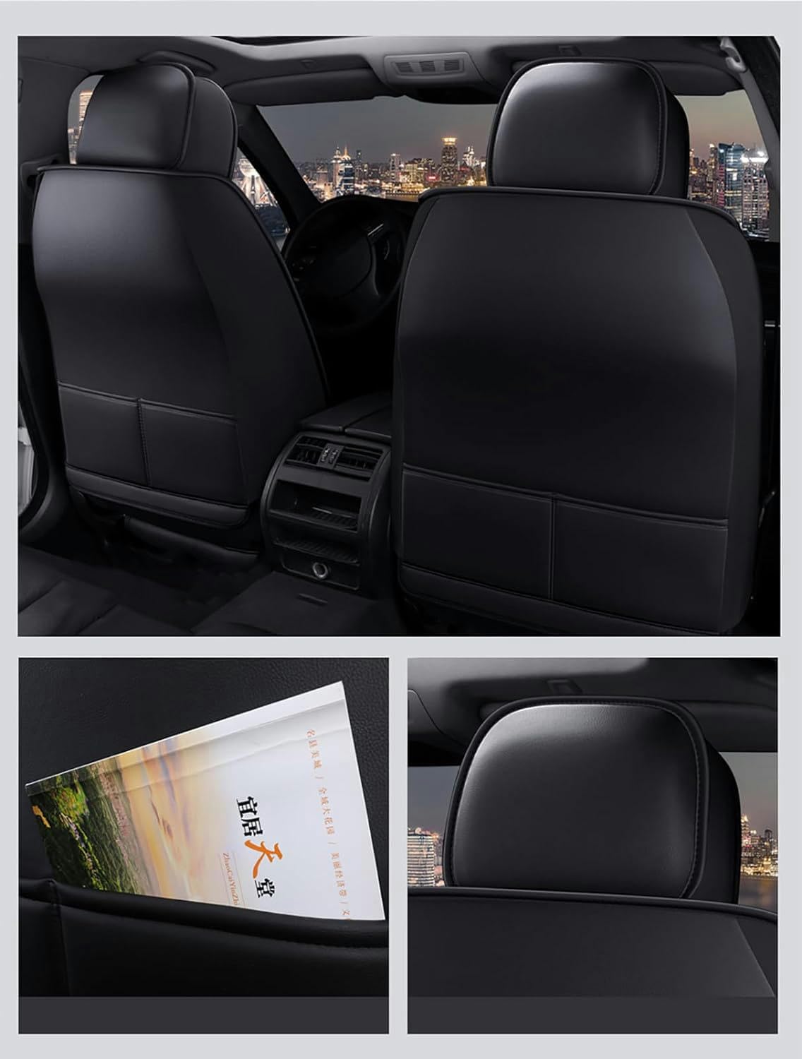 Nenyan Universal Car Seat Covers Waterproof Leather Full Set For Jaguar F-PACE F-TYPE I-PACE E-PACE C-X16 X-TYPE S-TYPE XK XE XF XJ C-X75 C-TYPE E-TYPE Waterproof, Beige Luxury - View #5