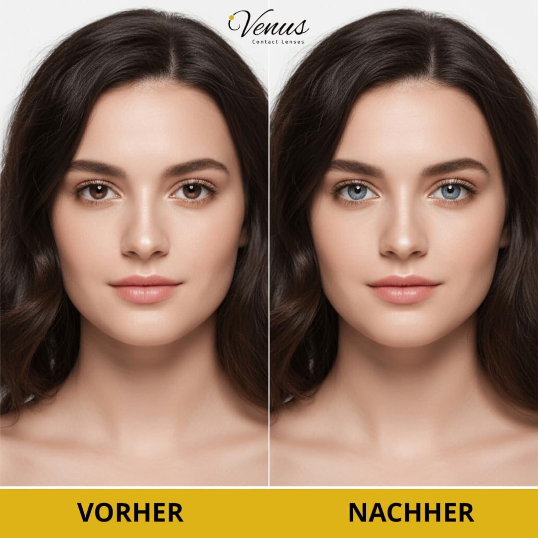 Venus® Blaue Kontaktlinsen Ohne Stärke - 0.00 Dioptrien - Weiche Jahreslinsen Blue Contact Lenses für Damen & Brillenträger - 1 Paar - 14 mm - Wild Blue