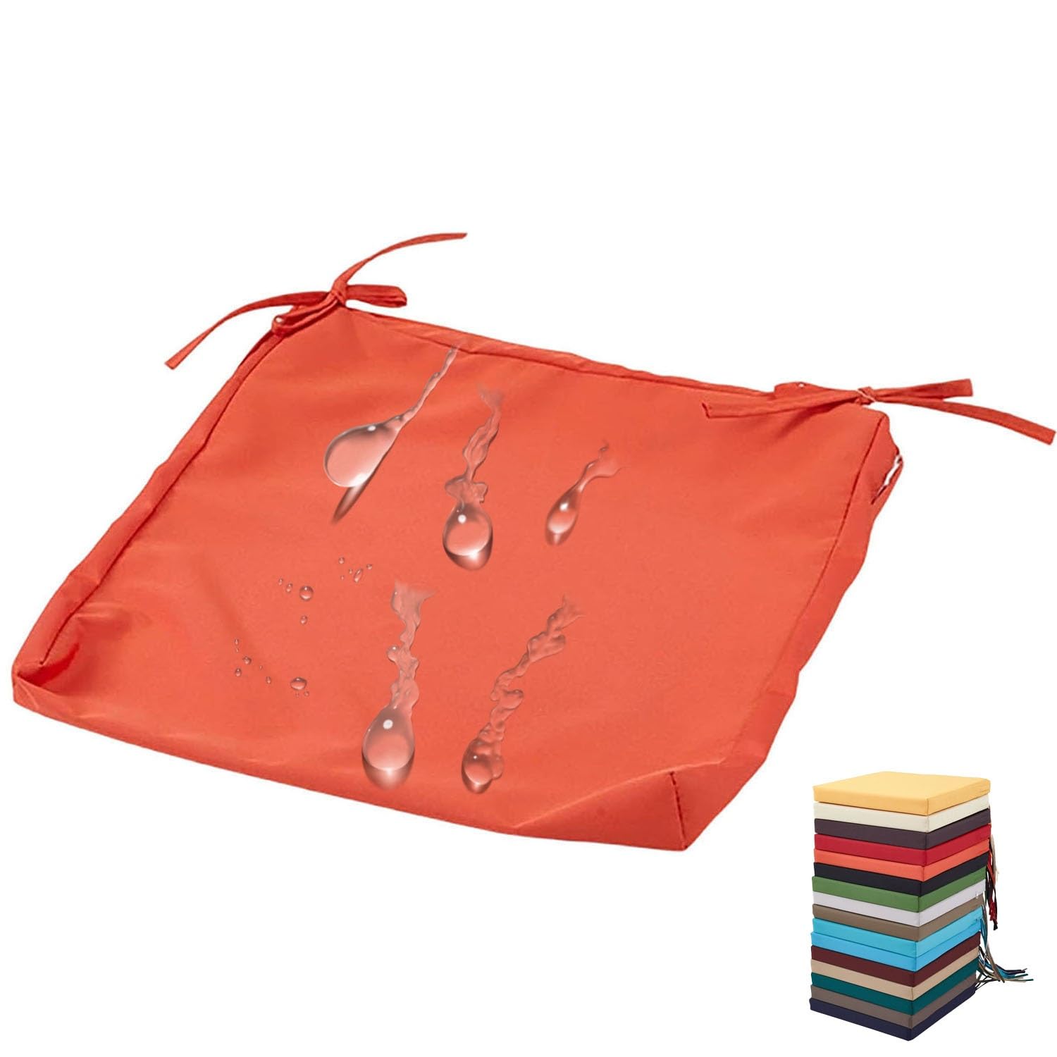 PLCIVSA Outdoor Seat Cushion Covers Waterproof with Zipper,Replacement Outdoor Patio Chair Cushion Slipcover 60x60cm 50x50cm Chair Pads Covers for Garden Rattan Furnitur(Orange,55x55x10cm)