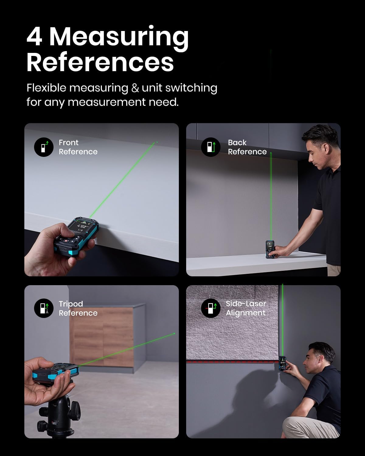 MILESEY S50 4 മെഷർമെന്റ് റഫറൻസ് പോയിന്റുകൾ പ്രദർശിപ്പിക്കുന്നു.