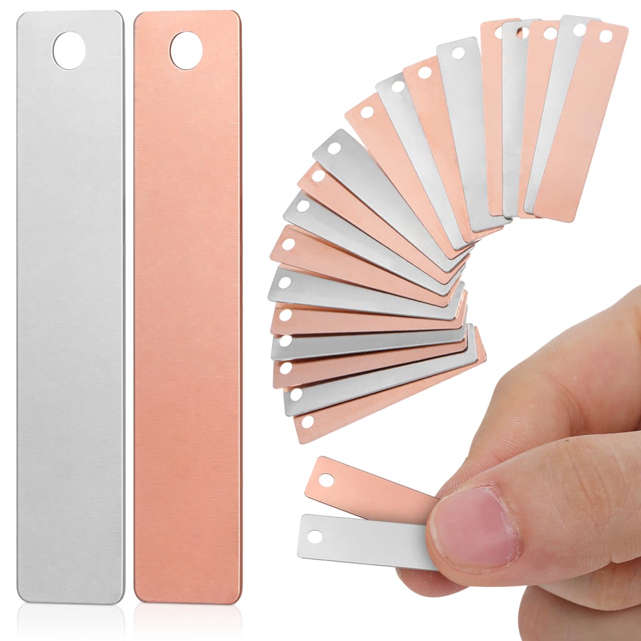 GANAZONO Metal Electrodes Set,20pcs Electrode Strips Copper Zinc Anode Weight Plate Saltwater Pool Battery DIY Fruit Battery
