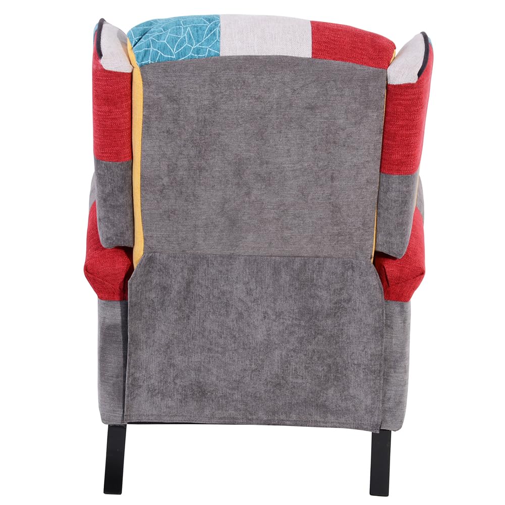 BAKAJI Fauteuil inclinable revêtu et rembourré avec Motif Patchwork, Style de Touche, décoration de Maison, idéal pour Lecture et Repos, Dossier Confortable Ergonomique pour Posture Droite (Marron)