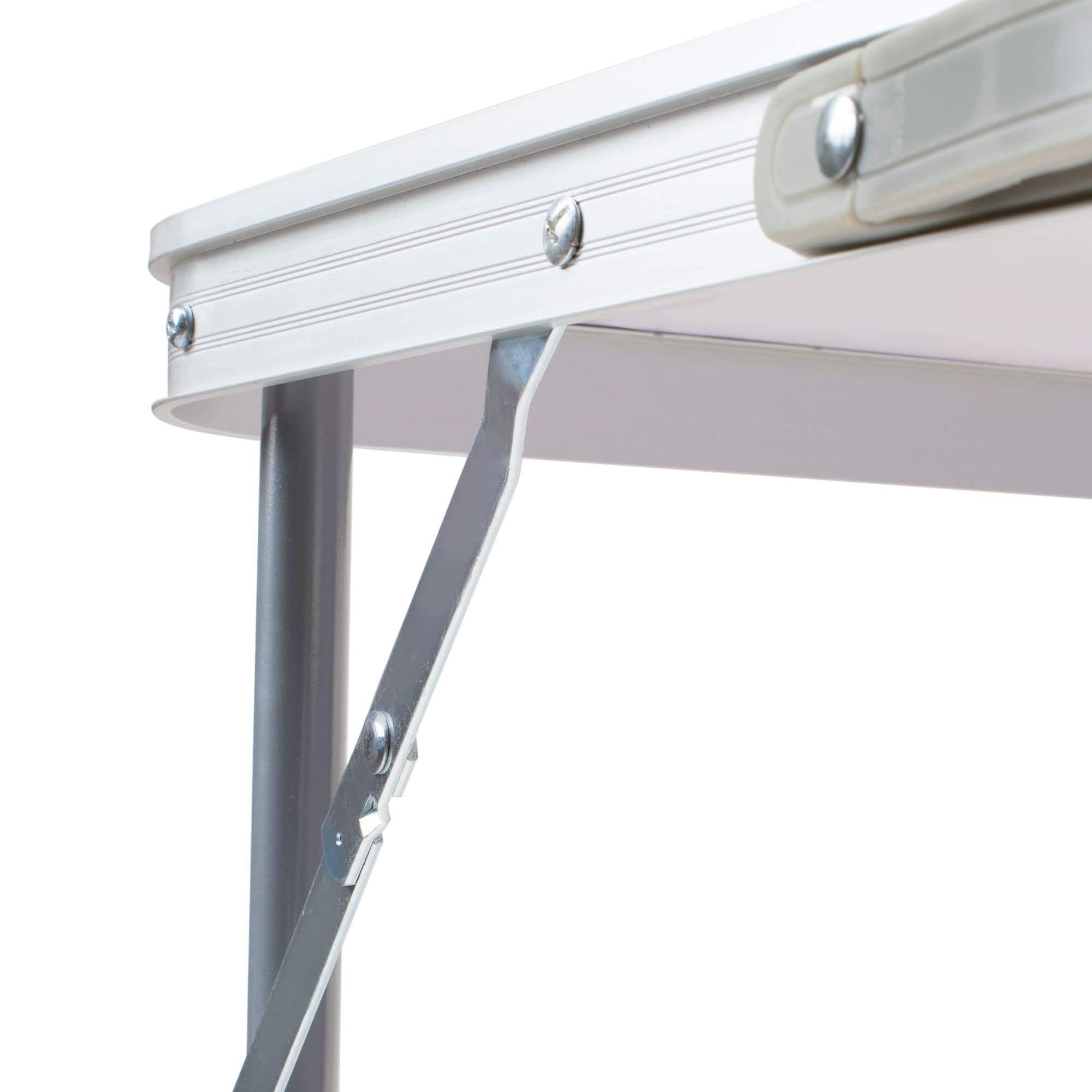 THE SECRET HOME - Mesa de Camping Plegable Multifuncional en Madera MDF y Acero - 70 cm x 50 cm x 60 cm - Color Blanco - Mesa Auxiliar para Jardín, Terraza, Balcón o Picnic