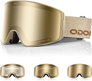 Odoland Photochromic Ski Goggles for Sunny and Cloudy Days, Anti-Fog OTG...
