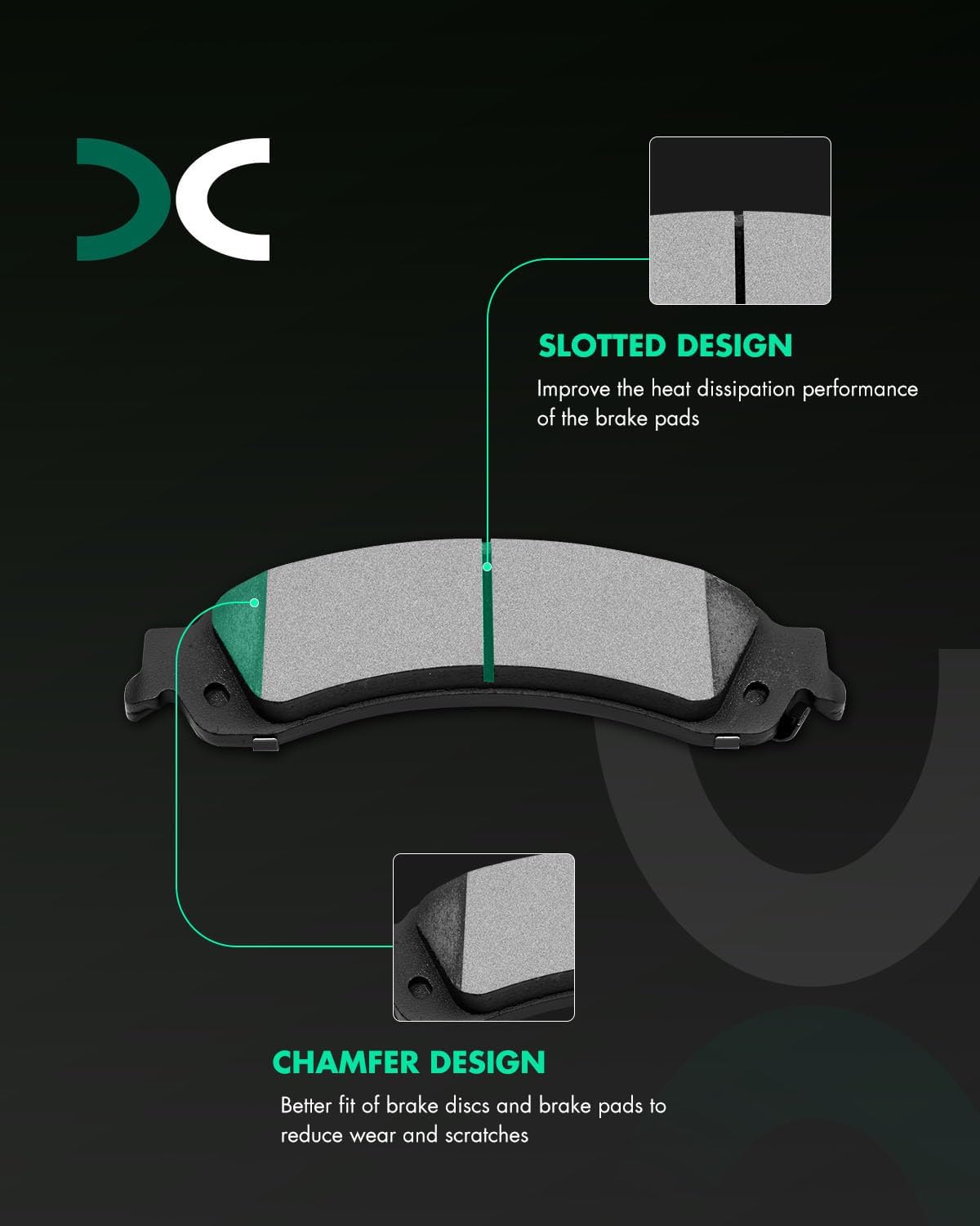 SCITOO D785 D834 Front Semi-Metal Rear Ceramic Brake Pads Sets Fit For Cadillac Escalade ESV/EXT,For Chevy Avalanche 1500/Silverado 1500/Suburban 1500/Tahoe,For GMC Sierra 1500/Yukon/Yukon XL 1500