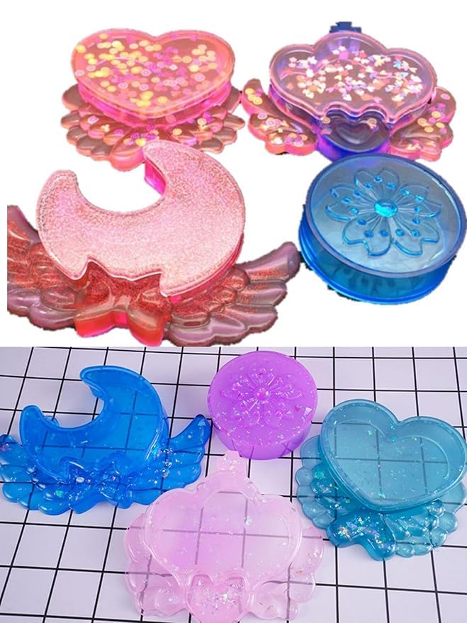 EnaMeena 1-Pack Stylish Storage Gift Box with Lid. Includes 2 Silicone Molds for Epoxy Resin Casting to Enhance Resin Art, Adding a Unique and Personalized Touch. 2