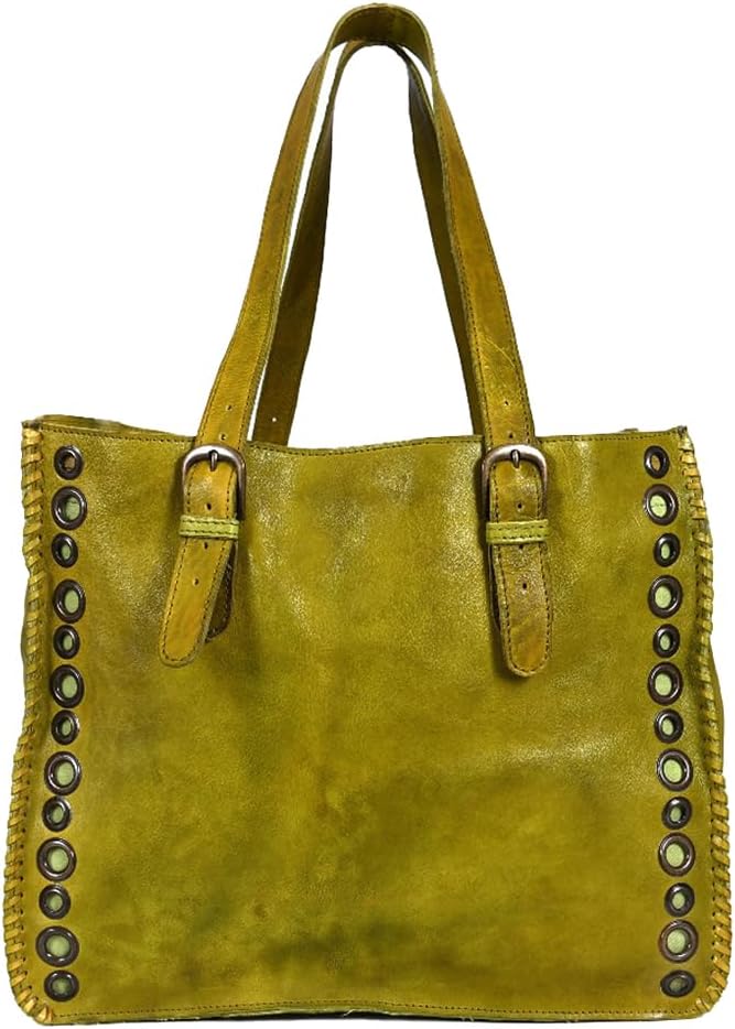 Never Mind Nmbgr109Olv Tote Vintage Handmade Genuine Cowhide Leather Women Bag Western Handbag Purse