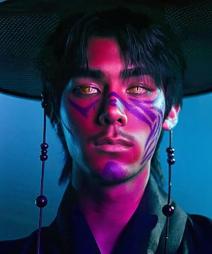 Miniatura 7 de Go Ho Pintura facial mezclable en crema rosa intenso, barra negra para ojos, pintura facial fácil de colorear, pintura facial segura y labios para