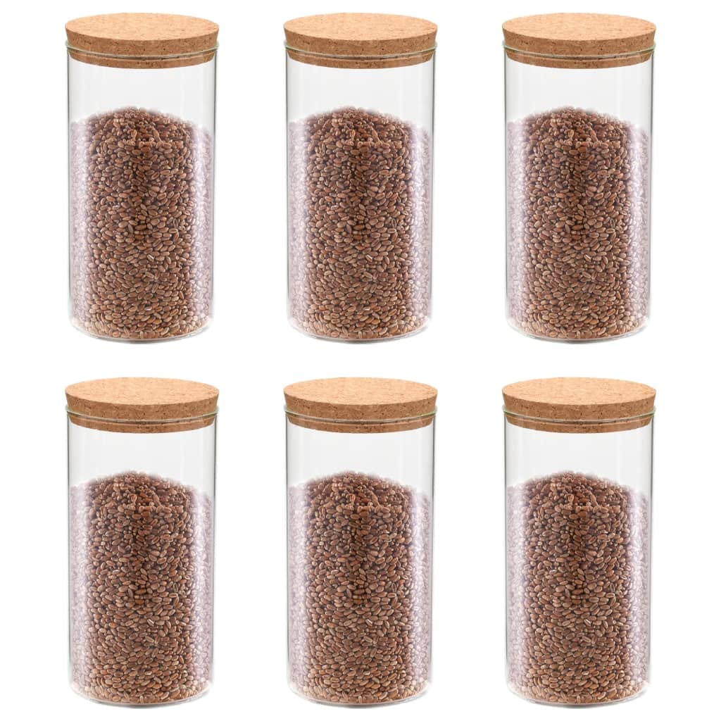 INLIFE Vorratsgläser mit Korkdeckel 6 STK. 1400 ml