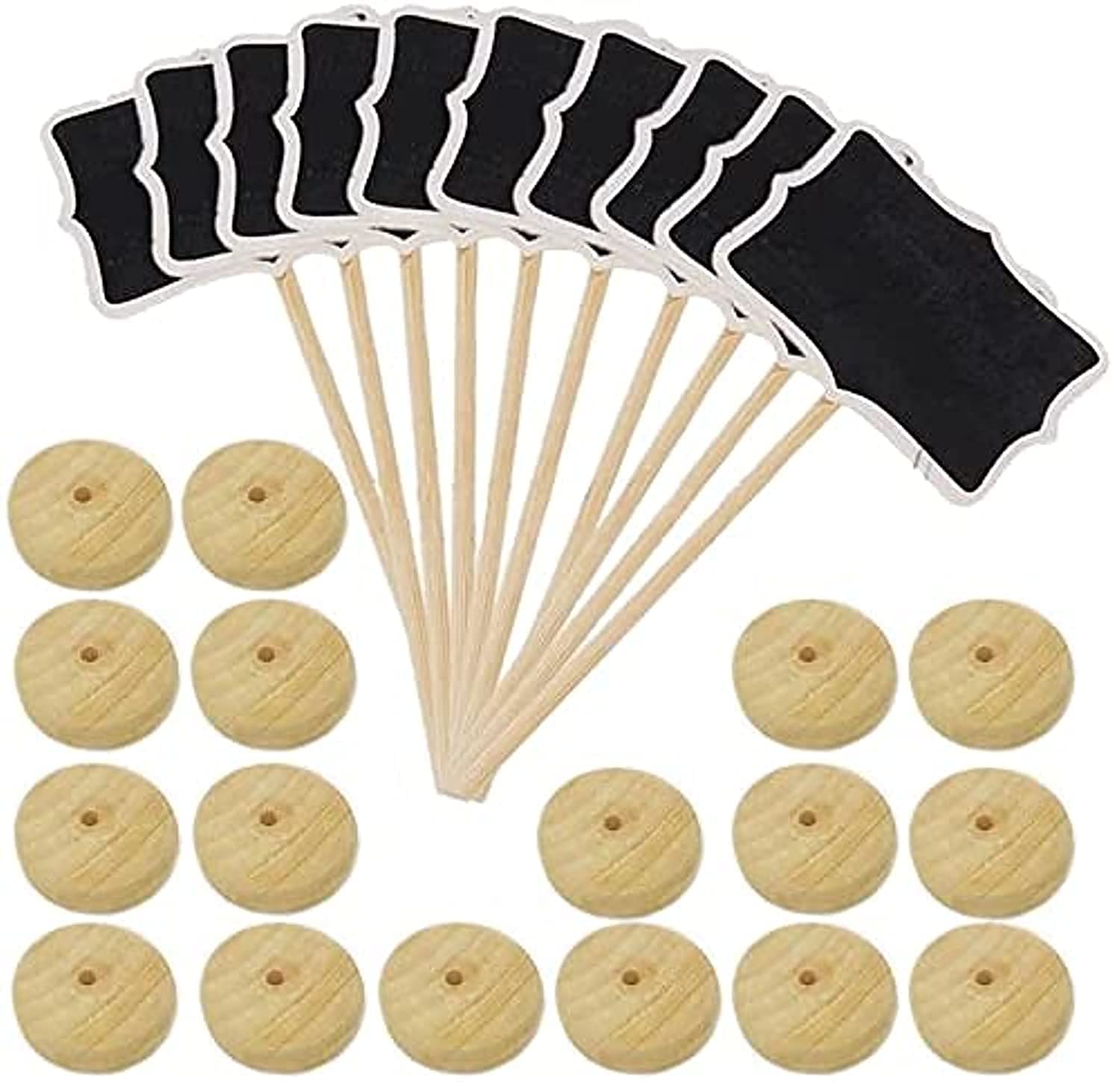 20 Pack Mini Chalkboard Signs, Reusable Small Chalkboard Labels with Easel Stand, Wooden Blackboard for Table Numbers, Food Sign, Message Board, Wedding Sign, Plants, Place Cards or Event Decor
