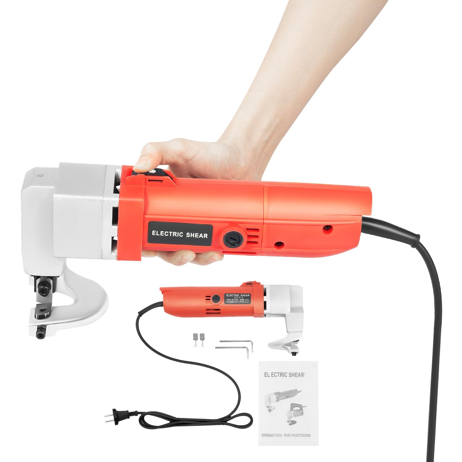 Elektrische Blechschere 500W, 2,5mm Blechknabber Metallknabber, Elektro Nibbler Metall-Schere für präzises Schneiden von Metallblech, Edelstahl, Aluminium, Heimwerker, Auto, Werkstatt, Schiffbau