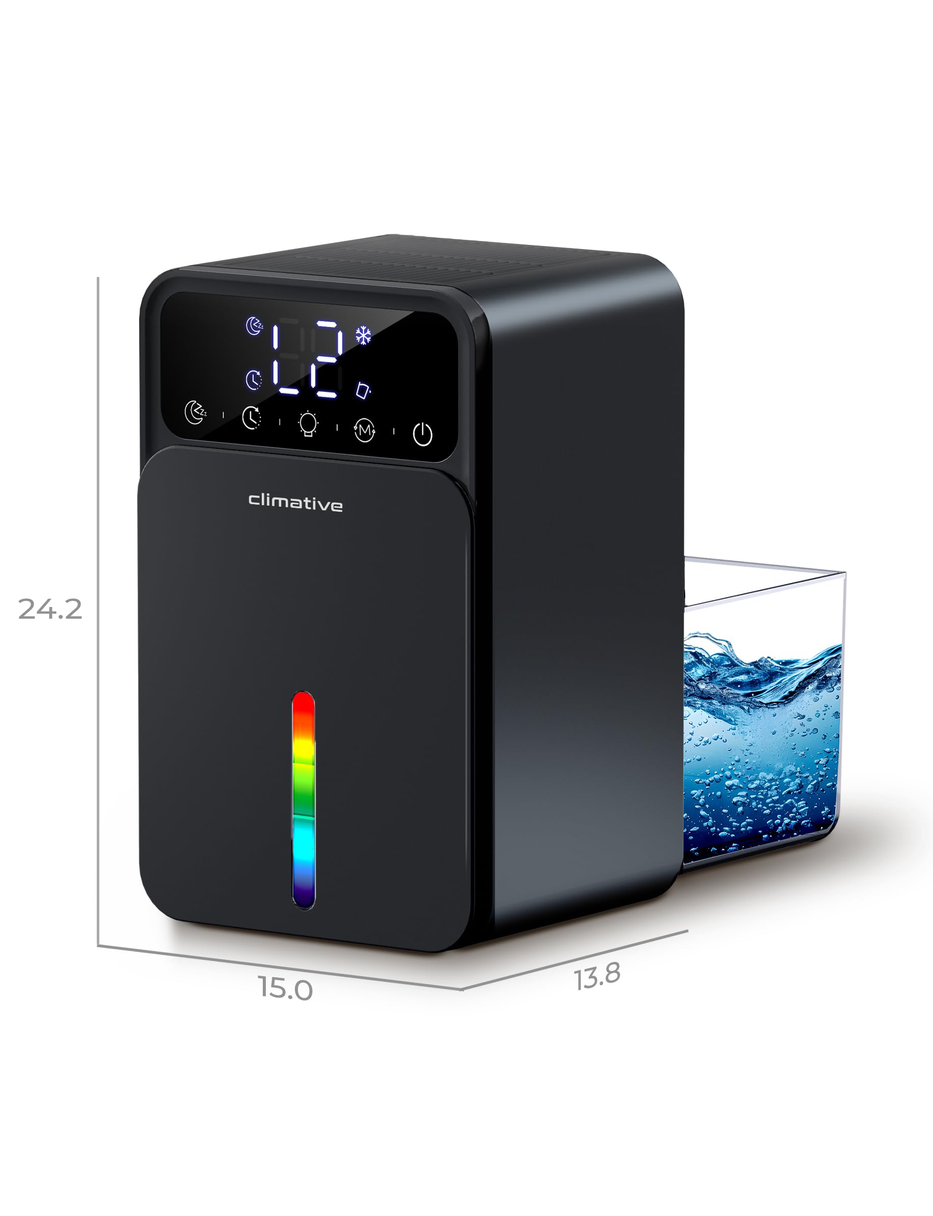 elektryczny osuszacz powietrza LUXE UV 0,35 l/24 h, timer LED, cichy, mały, z funkcją auto-defrost, osuszacz do domu, mieszkania i łazienki, przeciw wilgoci i pleśni, czarny