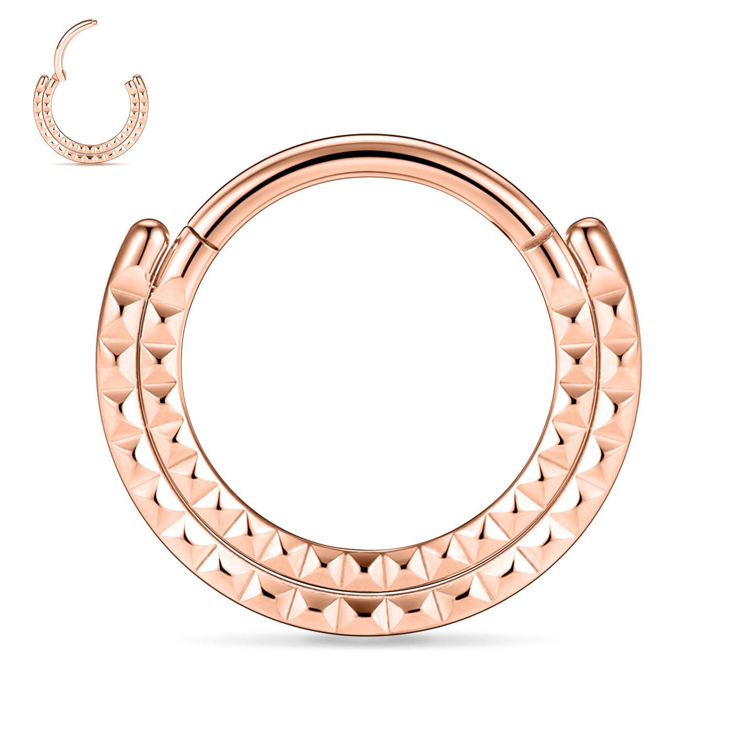 hengkaixuan 16G Septum Nose Rings Hoop Daith Earrings Surgical Steel Septum Clicker Ring Hirned Segment Seamless Clicker Ring Conch Hoop Ring Unisex Earrings Hoop Daith Piercing Jewellery — view 25