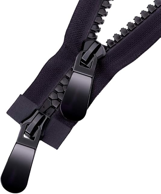 WANDIC 15#Separating Jacket Zippers, 1 PC 150cm Double Open Super Large Plastic Zipper Black Teeth Heavy Duty Zippers for DIY Sewing Tailor Crafts Bags Tents, Strip Slider/Triangular teeth