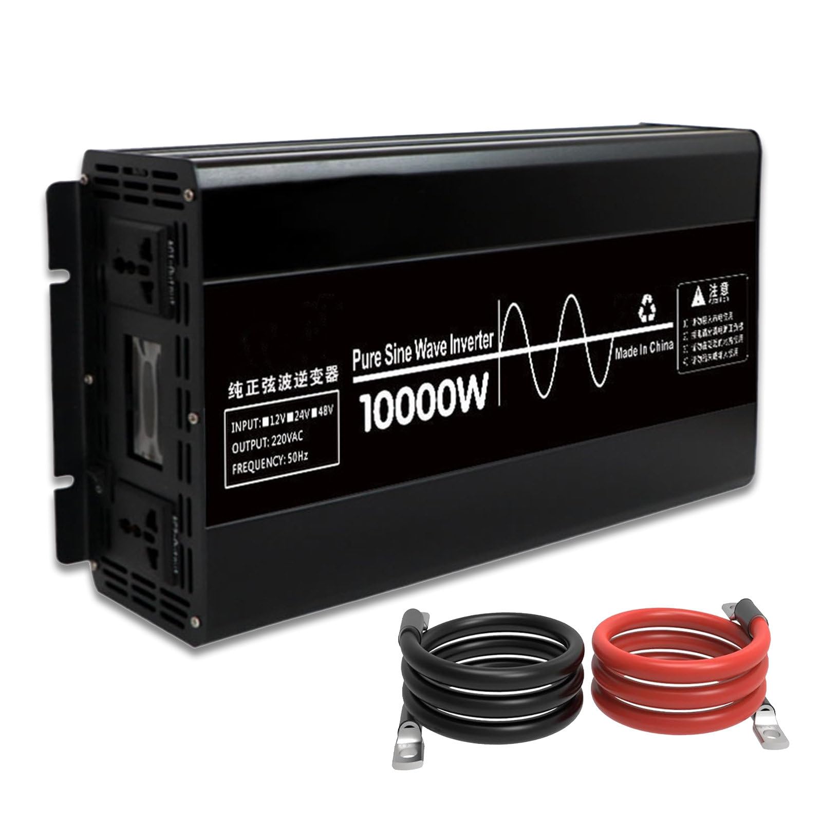 Przetwornica napięcia do samochodu/kampera/ciężarówki, przetwornica napięcia DC na AC o mocy 10000 W z czystą falą sinusoidalną z wyświetlaczem LCD i podwójnymi gniazdami,48V to 110V