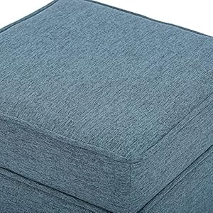 Furnistar modern square storage ottoman footstool with hinge hidden top foot rest stool for living room 17 inches height aire force blue  urban country home decor