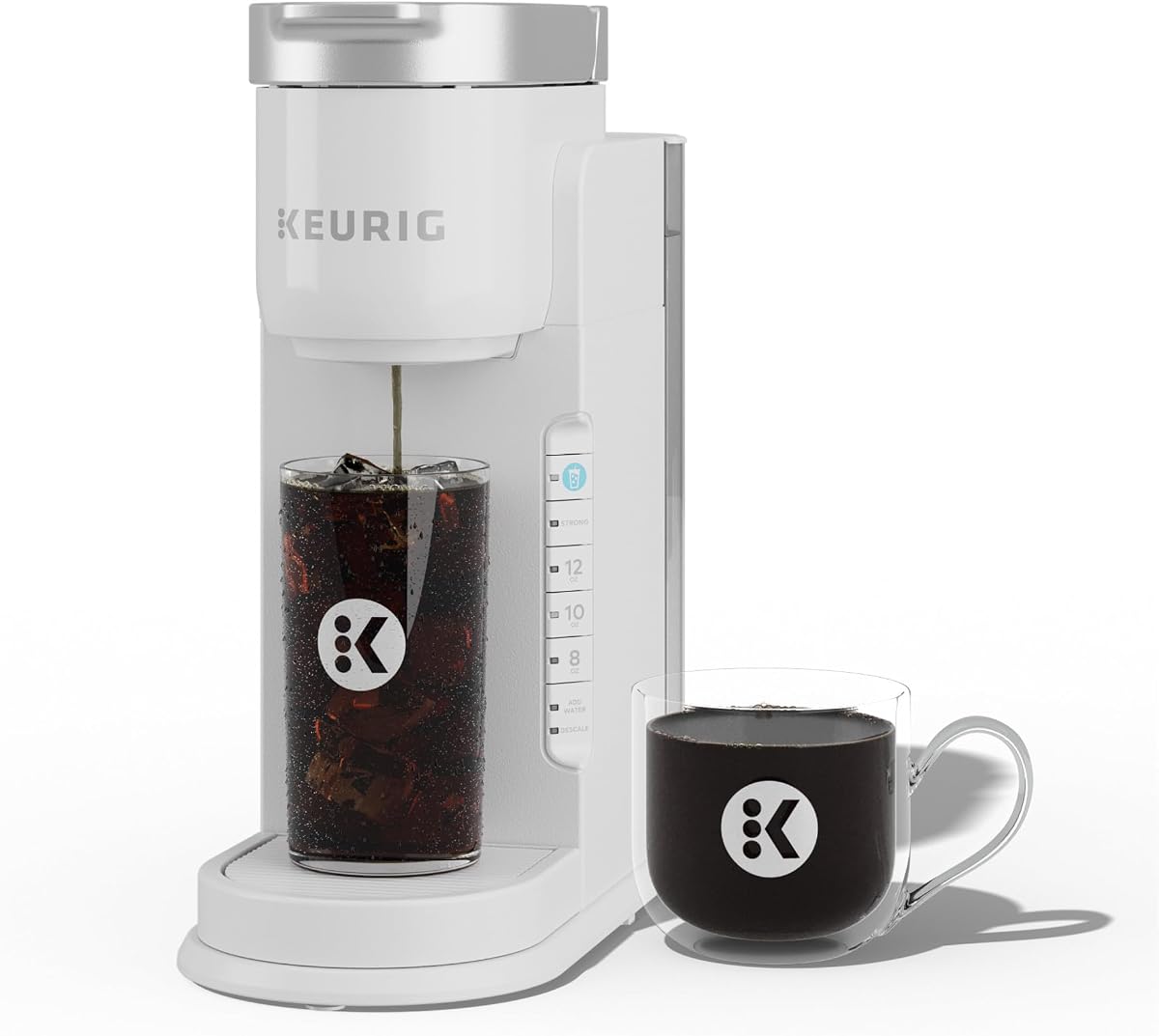 Cafetera Keurig K-Iced, cafetera helada monodosis K-Cup Pod, con capacidad para café frío y caliente, prepara cualquier cápsula K-Cup, blanca