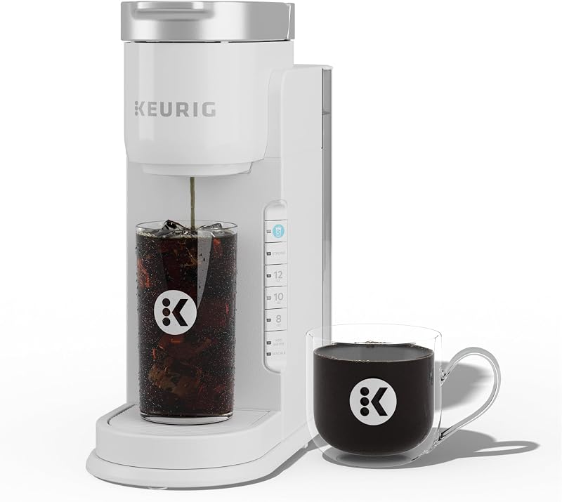 Cafetera Keurig K-Iced, cafetera helada monodosis K-Cup Pod, con capacidad para café frío y caliente, prepara cualquier cápsula K-Cup, blanca