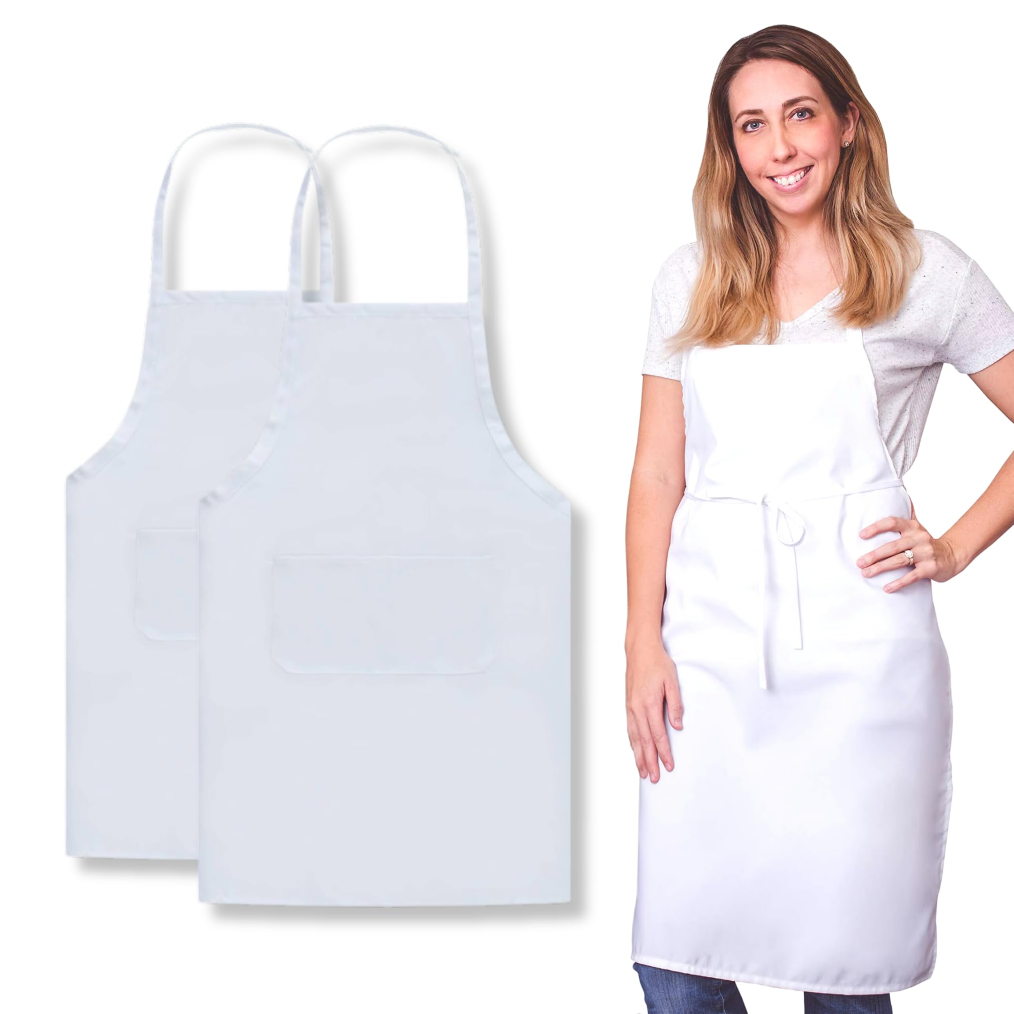 ADM PASS GROUP Delantal de cocina Impermeable, con 2 bolsillos 100% poliéster Ajustable, Mandil transpirable ideal para cocinero, camarero o barbacoas. Apron chef para Hombres y Mujeres. Resistente.
