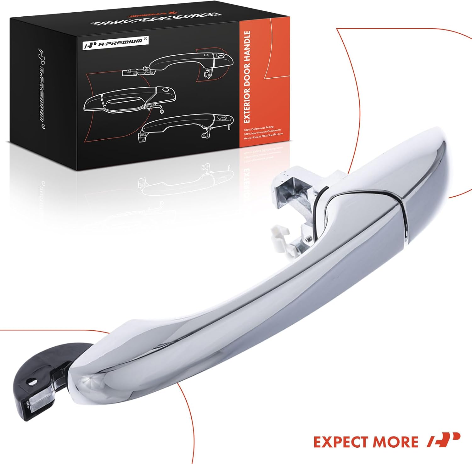 A-Premium Front or Rear Right Passenger Side Exterior Door Handle Compatible with Dodge Grand Caravan, Journey, Avenger & Chrysler Town & Country, 200, Sebring & Volkswagen Routan & Ram C/V, Chrome