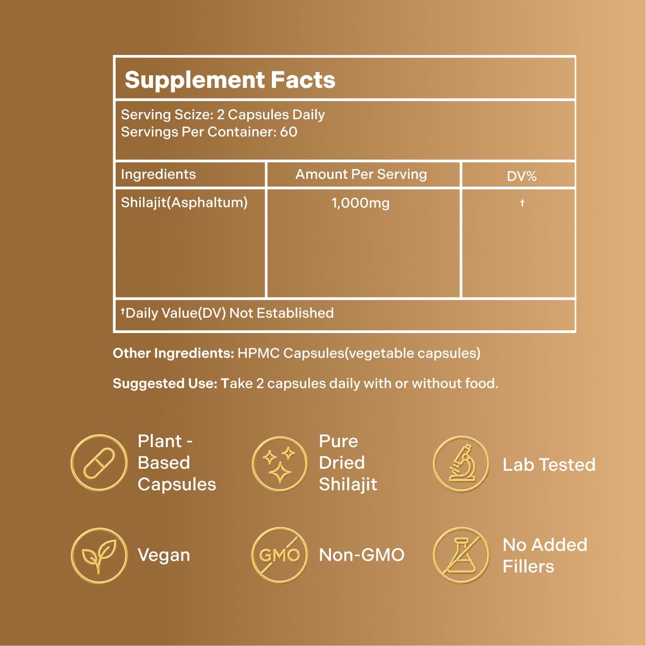 Pure Himalayan Shilajit Resin Extract - 1000mg Max Potency, Lab Tested Pure Shilajit for Men & Women, 85+ Trace Minerals Fulvic Acid, Immune Support, Energy, Cognition, 2 Month Supply, 120 Capsules — Amazon image 3